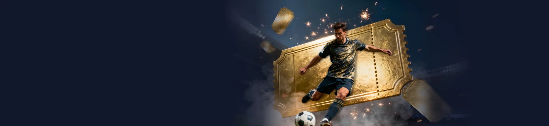 Scibet voetballer schiet door een gouden ticket met vonken